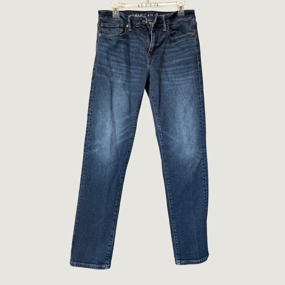 American Eagle Airflex Slim Straight Mens Dark Wash Denim Jeans Casual 31x32
